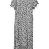 Two-tone bias-cut silk paisley floral print high-collar dolman sleeve tea dress with asymmetric hem