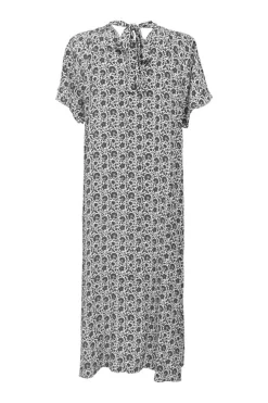 Two-tone bias-cut silk paisley floral print high-collar dolman sleeve tea dress with asymmetric hem