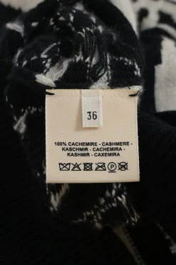 Two-tone cashmere Cliquetis intarsia knit bateau neck sweater dress