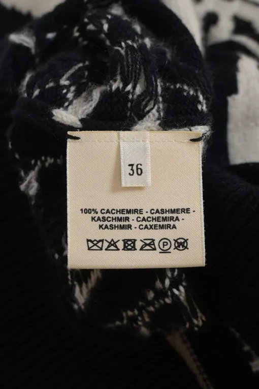 Two-tone cashmere Cliquetis intarsia knit bateau neck sweater dress