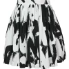 Two-tone cotton abstract halftone print circle skirt