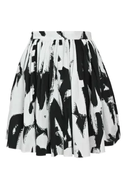 Two-tone cotton abstract halftone print circle skirt