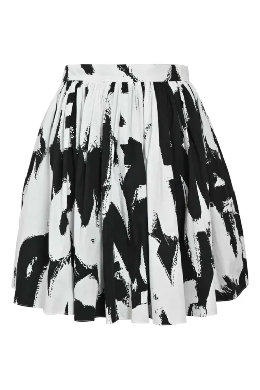Two-tone cotton abstract halftone print circle skirt