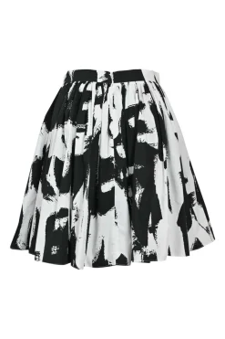 Two-tone cotton abstract halftone print circle skirt