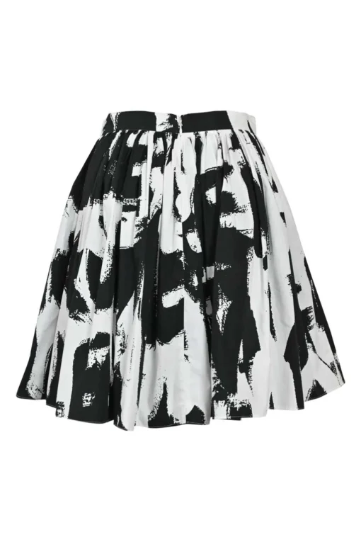 Two-tone cotton abstract halftone print circle skirt