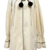 Two-tone embroidered cotton twill band collar Rive mini dress