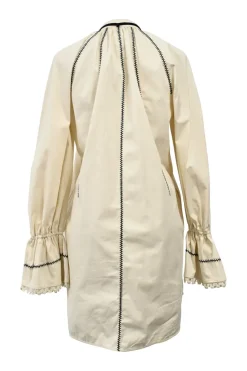Two-tone embroidered cotton twill band collar Rive mini dress