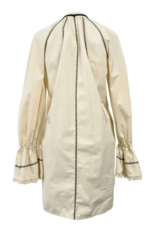 Two-tone embroidered cotton twill band collar Rive mini dress