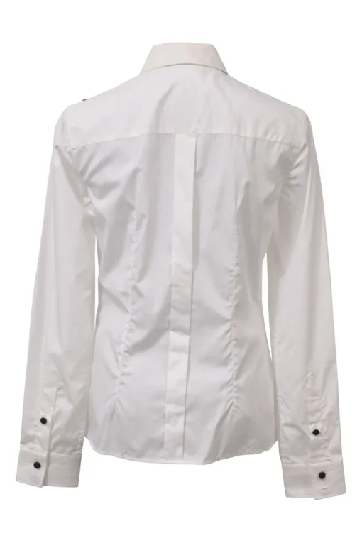 Two-tone floral lace-trimmed cotton-blend poplin Peter Pan collar button-front shirt