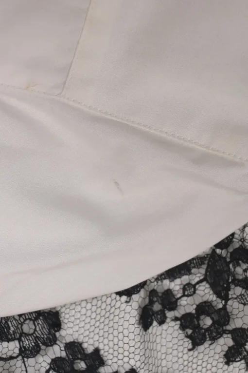 Two-tone floral lace-trimmed cotton-blend poplin Peter Pan collar button-front shirt