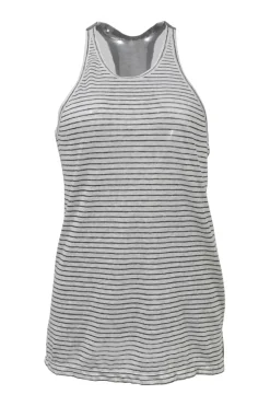 Two-tone linen striped slub jersey knit racerback tank top