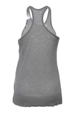 Two-tone linen striped slub jersey knit racerback tank top