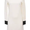Two-tone long sleeve shift dress