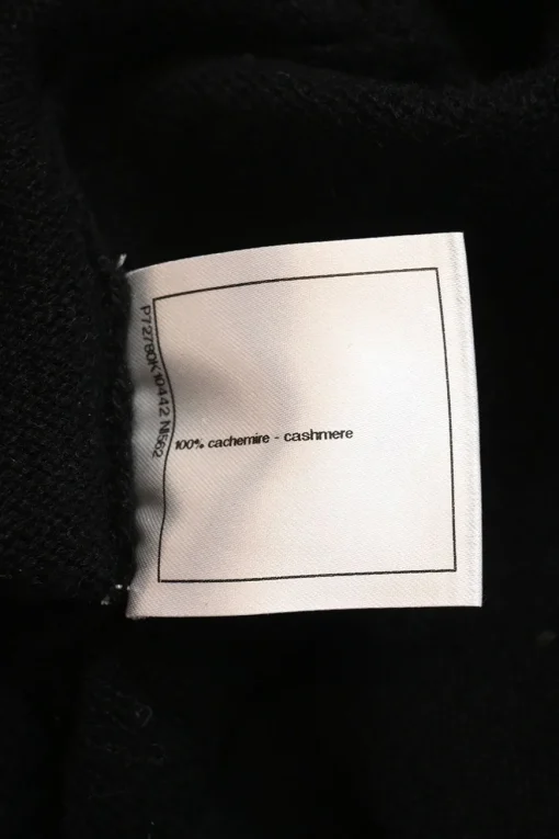Two-tone paneled cashmere interlock jersey knit button-front convertible cardigan with Coco Mark shank buttons