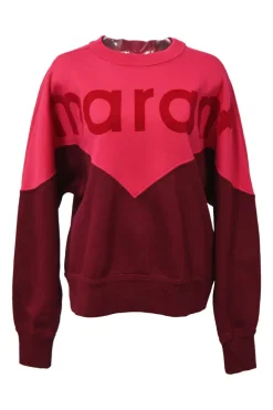 Two-tone panelled cotton fleece crewneck pullover Houston logo sweatshirt