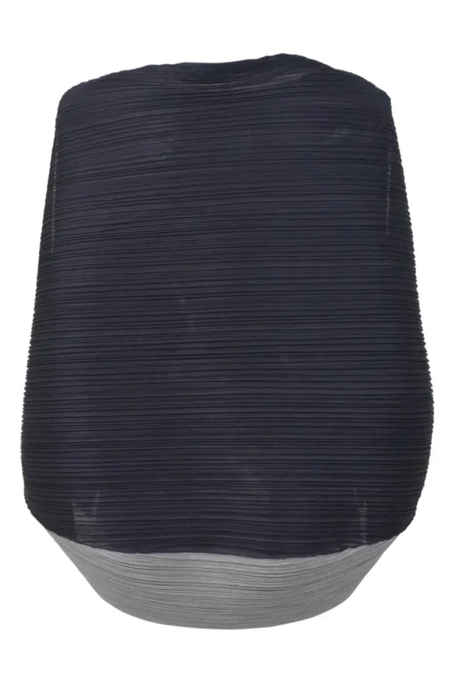 Two-tone polyester bateau neck circle plissé top