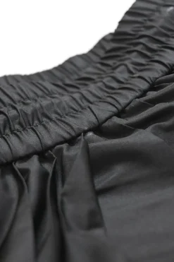 Two-tone polyester plissé midi skirt with toggle waist
