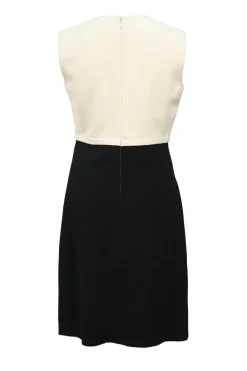 Two-tone rayon-blend sleeveless slit-front mini dress