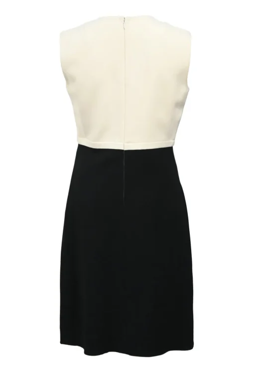 Two-tone rayon-blend sleeveless slit-front mini dress