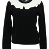 Two-tone ruff collar pullover sweater