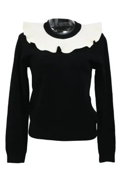Two-tone ruff collar pullover sweater