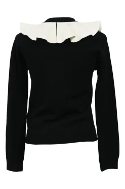 Two-tone ruff collar pullover sweater