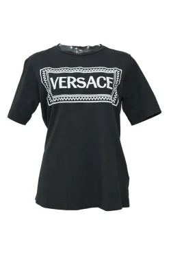 Two-tone screen-printed cotton jersey knit crewneck logo T-shirt