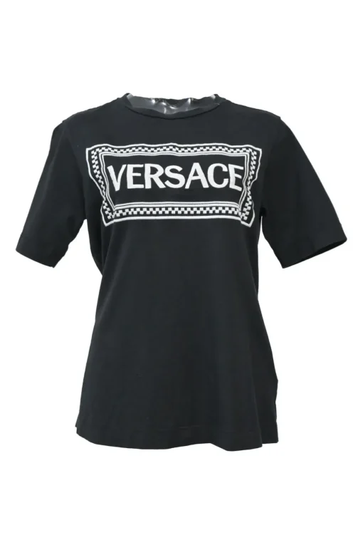Two-tone screen-printed cotton jersey knit crewneck logo T-shirt