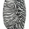 Two-tone semi-sheer viscose zebra print sarong-style ruched pencil skirt with cascade draped detail