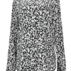 Two-tone silk heart print spread collar button-front shirt