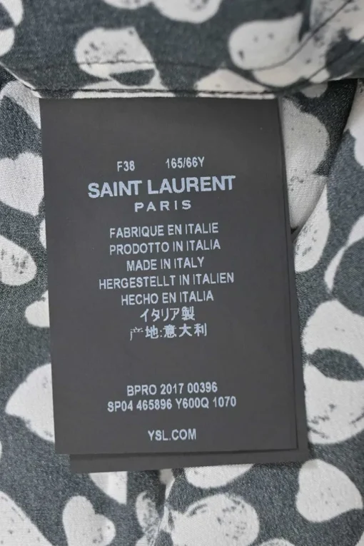 Two-tone silk heart print spread collar button-front shirt