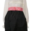 Two-tone silk paneled long sleeve belted pintuck mini dress with ruffle-trimmed collar