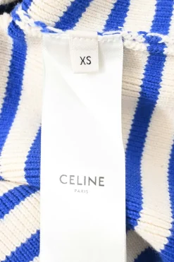 Two-tone striped cotton jersey knit bateau neck cropped pullover sweater