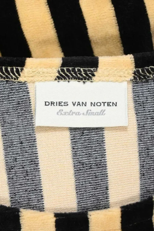 Two-tone striped cotton-blend velvet wide-sleeve top