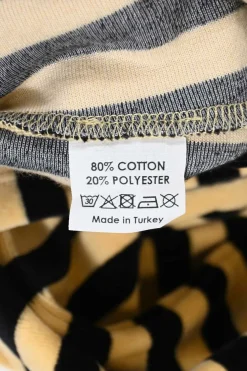 Two-tone striped cotton-blend velvet wide-sleeve top