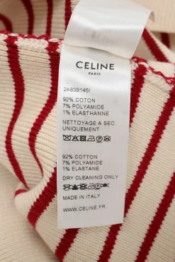 Two-tone striped cotton-blend knit open-collar Marinière pullover sweater