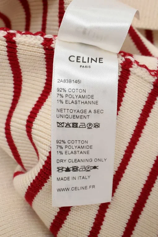 Two-tone striped cotton-blend knit open-collar Marinière pullover sweater