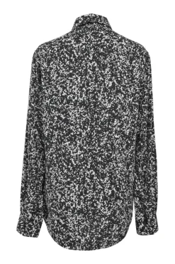 Two-tone viscose abstract print point collar button-front shirt