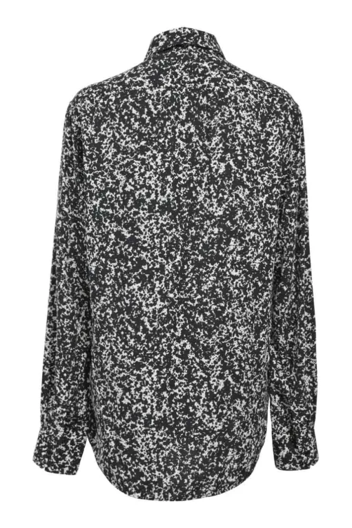 Two-tone viscose abstract print point collar button-front shirt