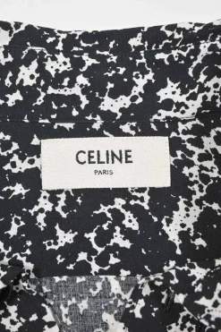 Two-tone viscose abstract print point collar button-front shirt