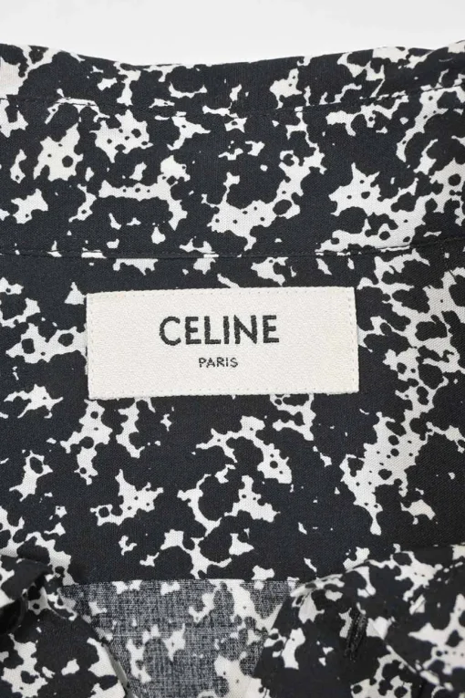 Two-tone viscose abstract print point collar button-front shirt