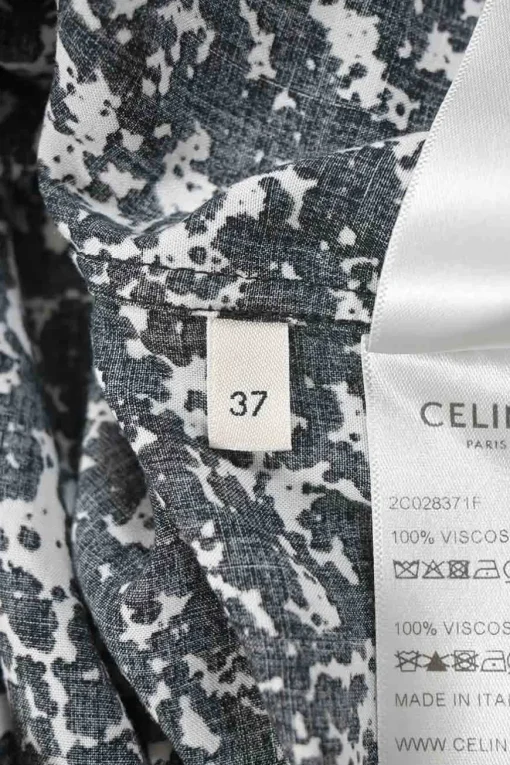 Two-tone viscose abstract print point collar button-front shirt