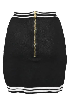 Two-tone viscose leopard print jacquard knit pull-on mini skirt
