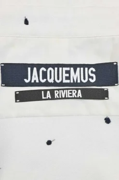 Two-tone viscose-blend clip jacquard ' La Chemise Siena' twist-detail spread collar tie-neck cropped blouse