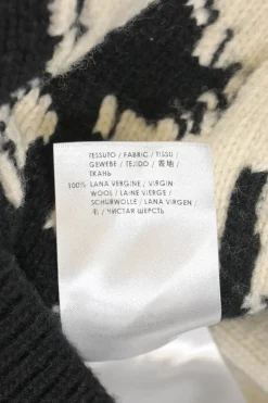 Two-tone wool experimental V-neck intarsia sweater