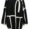 Two-tone wool wrap-front cardigan jacket with pull-tab fastening