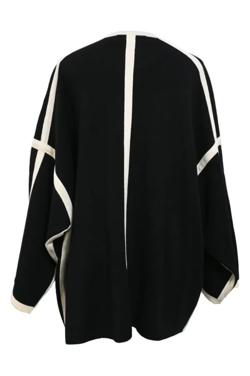 Two-tone wool wrap-front cardigan jacket with pull-tab fastening