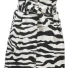 Two-tone zebra print paper-bag waist mini skirt