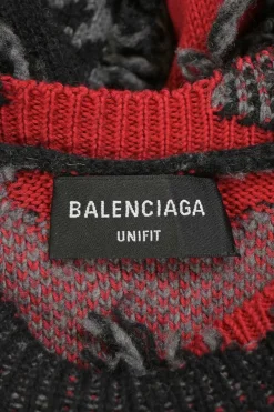 Unifit black and red wool-blend jacquard logo intarsia re-patch sweater
