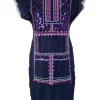 Vivienne Tam shift dress in purple tulle with embroidery, sequins and beads, back and front